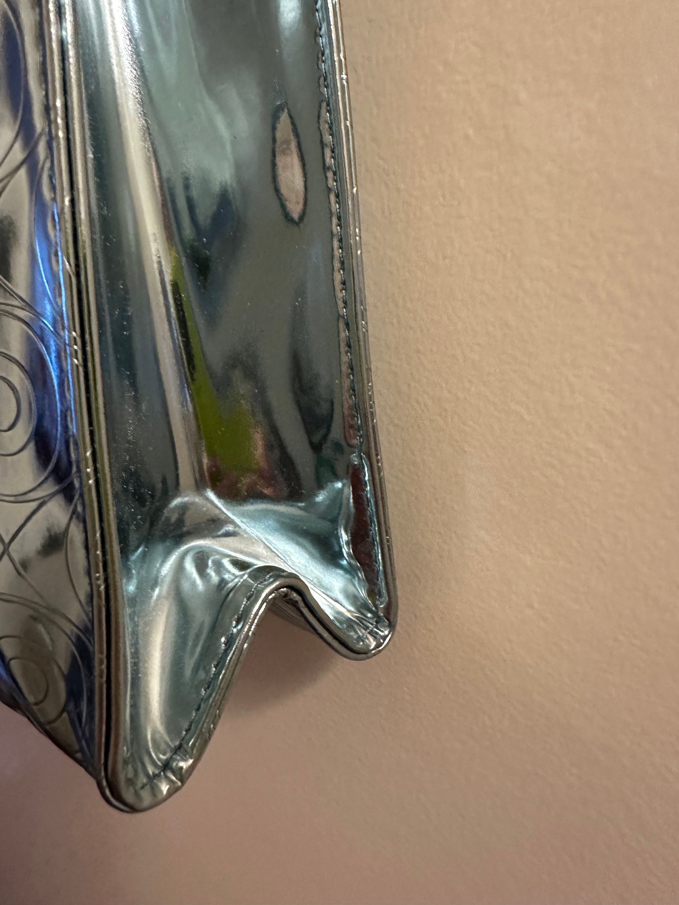 World of Kenzo Tote Bag Ice Blue Silver Metallic VG 90s