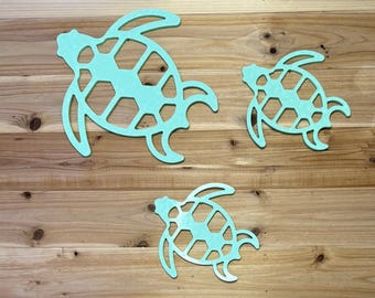 Sea Turtle Wall Decor – Family Set | Beach House & Coastal Home Decoration