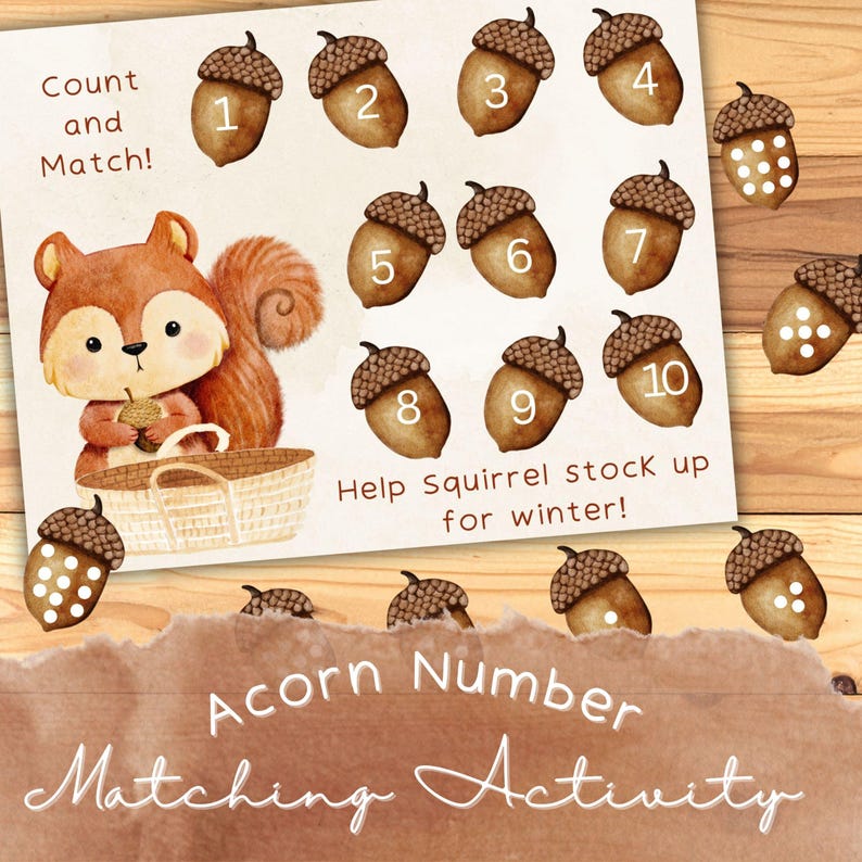 Number Matching Activity Counting Game | Number Recognition Nature ...