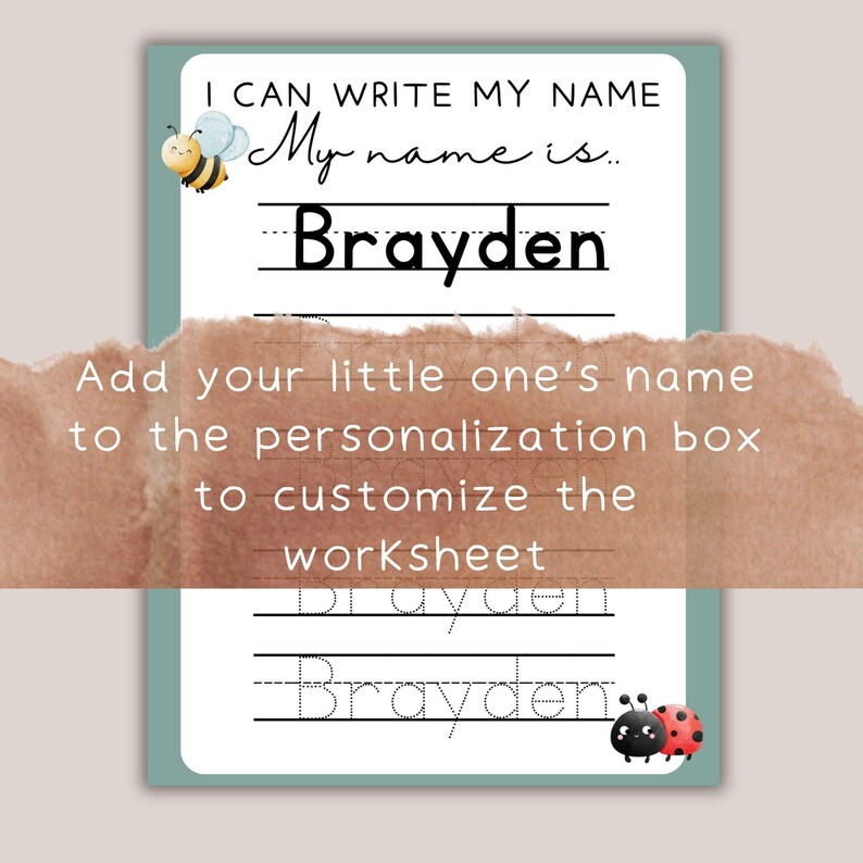 Custom Name Tracing Worksheet Printable | Personalized Writing Practice ...