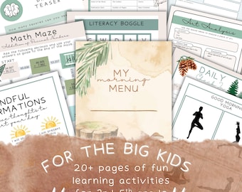 Homeschool Morning Menu For Big Kids| Morning Basket activity, Daily Routine for Ages 8–11 |, Homeschooling Bundle for 3rd-5th Grade