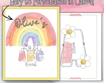 Libro para colorear del abecedario editable e imprimible / Páginas personalizadas para aprender el alfabeto / Hojas para colorear de la A a la Z / Libro de actividades educativas imprimible