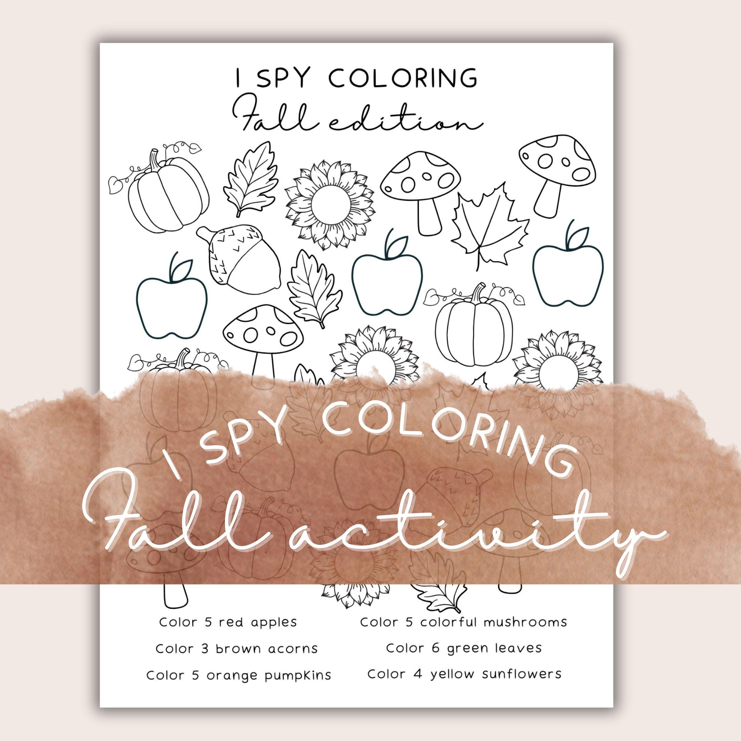 36 DIY Nature Crafts for Kids 21 Fall I Spy Printable Nature Coloring Page for Kids Autumn Count and…