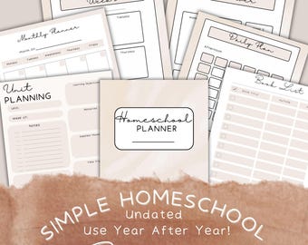 Simple Homeschool Planner, Homeschool Planning PDF, Printable Homeschooler Plan, Undated Calender Schedule for Homeschool Moms