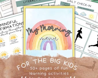 Homeschool Morning Menu For Big Kids| Morning Basket activity, Daily Routine for Ages 7-8 |, Homeschooling Bundle for 2nd-3rd Grade