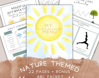My Morning Menu Pre-School Kindergarten Activity Bundle| ABCs, Numbers, Colors | Busy Book Preschool & Homeschool Learning|