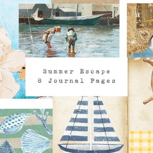 Pages de journal indésirable pour les escapades estivales, 8 pages de papier décoratif d'inspiration vintage au format lettre pour le scrapbooking et le bricolage