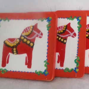 Handprinted Horse Trivet Set of 4   Set E
