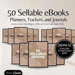 50+ MRR PLR Ebooks Editable Planners, Trackers and Journals Ideal for Passive Income with Master Resell Rights and Private Label Rights DFY