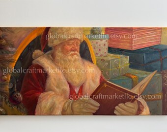 サンタクロース クリスマス油絵 | ホリデーサンタアートワーク