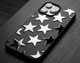 Sparkly Stars Silicone iPhone Case: Retro Y2K Style phone cover
