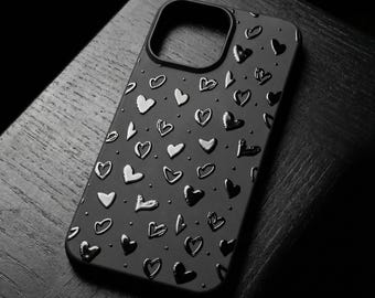 Personalized Black Silicone iPhone Case: Small Hearts phone cover