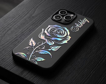 Personalized Rose iPhone Case: Custom Name phone cover