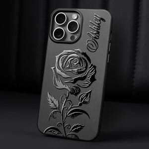 Coque iphone rose personnalisée Coque iphone fleurs Coque antichoc pour iPhone avec nom personnalisé