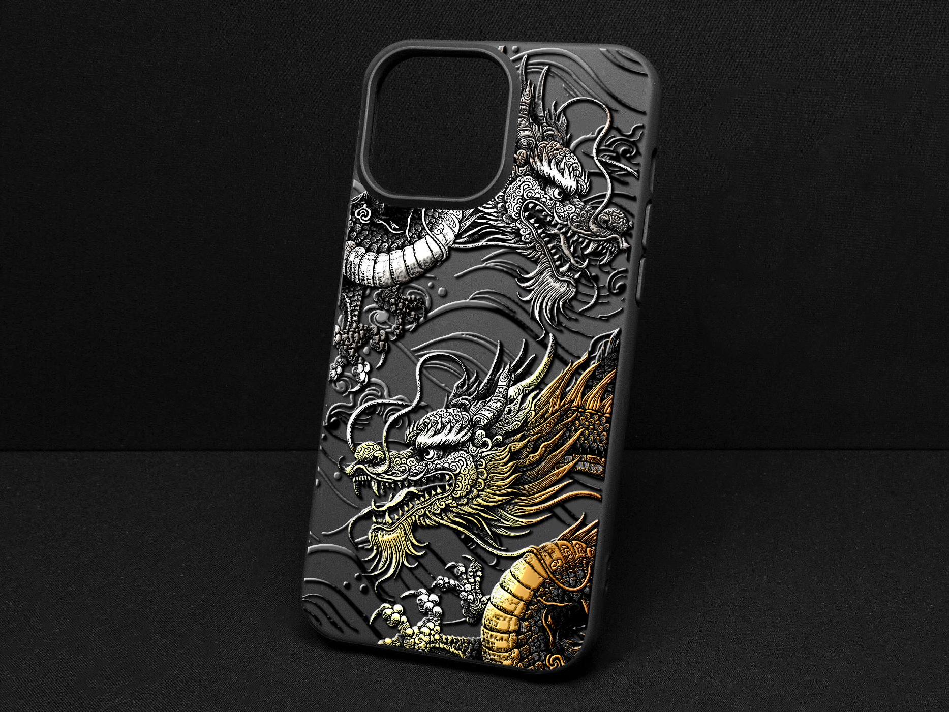 3D japanischer Drache iPhone Hülle: 3D Kunst, glänzendes Finish