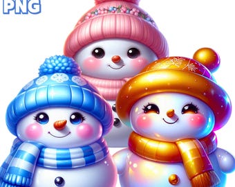 54 PNG Pupazzo di neve di Natale P2 Clipart, Collezione di pupazzi di neve per bambini, Clipart per le vacanze, Illustrazioni di pupazzo di neve festivi, PNG invernale, Uso commerciale