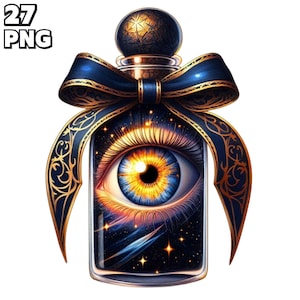 27 PNG bouteilles magiques Clipart, objets dans un bocal, bouteilles de sorcière, animal dans un bocal, illustrations clipart fée, PNG surréaliste, usage commercial