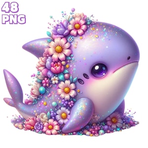 48 PNG Sea Glittery Creatures Clipart, Sea Life Bundle, Mermaid Clipart, Zee Babydieren Illustraties, Octopus PNG, Commercieel gebruik