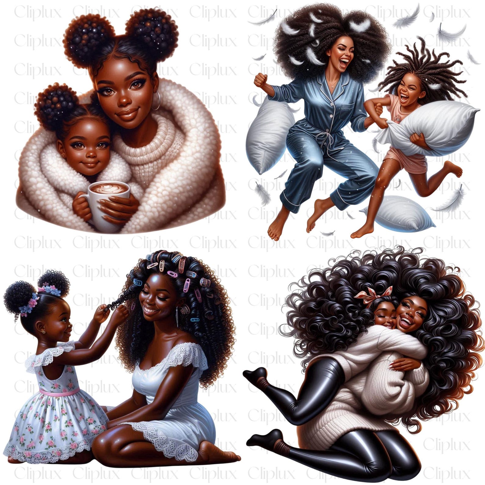 Black Mother's Day Clipart - 30 PNG Black Mother Daughter Clipart ...