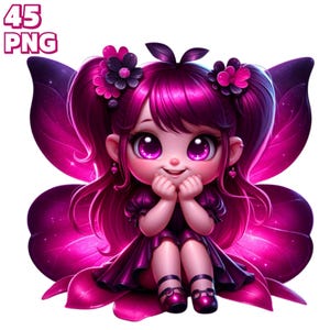 45 PNG lindas hadas rosas Clipart, hadas de jardín, hadas mágicas, paquete de hadas, ilustraciones de hadas bebés, hadas florales PNG, uso comercial