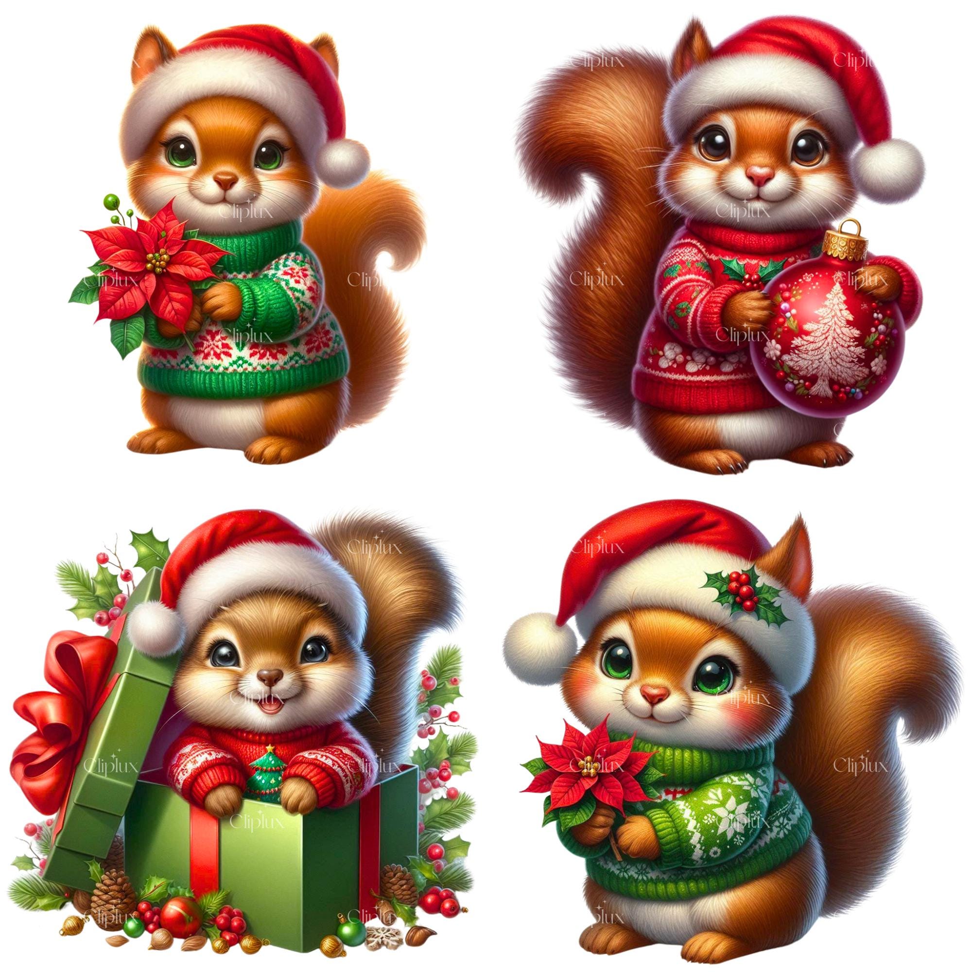 35 PNG Christmas Squirrel P2 Clipart , Christmas Animals, Santa ...