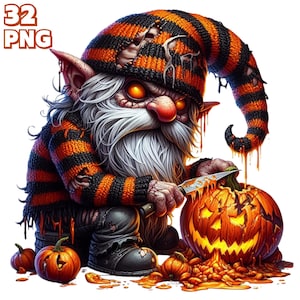 32 PNG Halloween Zombie Zwerge Clipart, gruselige Zwerge, gruselige Zwerge, Monster Zwerge Bundle Illustrationen, Kürbis PNG, kommerzielle Nutzung