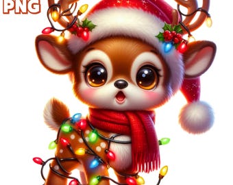 36 PNG Christmas Reindeer P1 Clipart , Christmas Animals, Santa Reindeer, Christmas Card Illustrations, Baby Reindeer PNG , Commercial Use