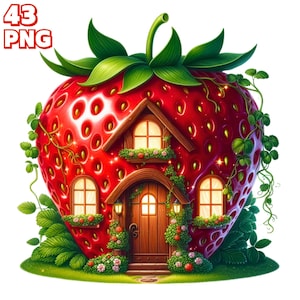 43 PNG Case di frutta Clipart, Fragola, Mela, Banana, Case stravaganti, Illustrazioni di case fantasy, Casa delle fate PNG, Uso commerciale