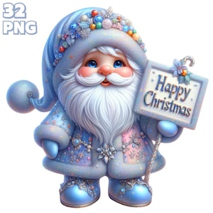 32 cliparts festifs de gnomes, gnomes de Noël, gnomes d'hiver, clipart fantastique, illustrations de vacances d'hiver, gnomes PNG, usage Commercial