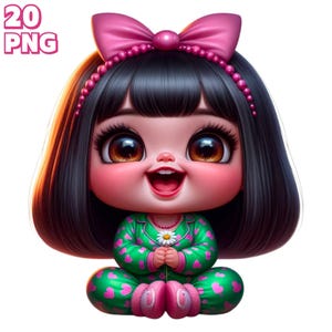 20 png schattige blanke meisjes clipart, pyjamameisjes, lieve mooie printables, schattige babymeisje illustraties, klein meisje png, commercieel gebruik