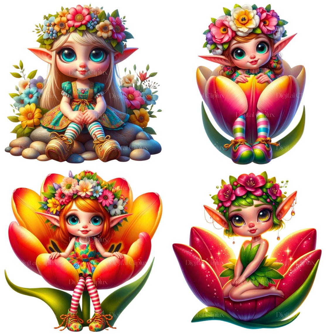 Early Spring Elf 35 PNG Cute Floral Elves Clipart , Spring Elves, Cute Fantasy Elves ...