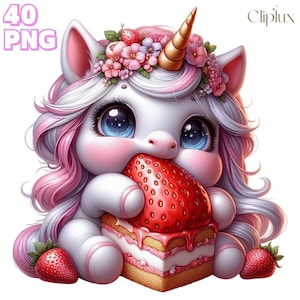 Unicornio con dulces Clipart - 40 PNG Dulces Unicornio, Pastel, Helado, Unicornio Mágico, Postres Unicornio, Baby Shower, Uso Comercial