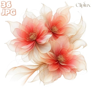 Images clipart abstraites de fleurs de cerisier - 36 illustrations de fleurs exquises, journal indésirable, scrapbooking, fichiers JPG de haute qualité, fabrication de cartes