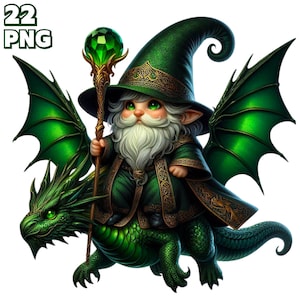 22 PNG Magische Grüne Gnome Clipart, Hexen Gnome, Magische Zauberer Clipart, Fantasy Gnome Illustrationen, Kristall Gnome PNG, Kommerzielle Nutzung