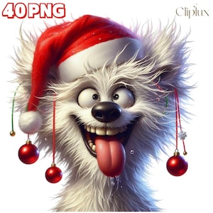 40 PNG Funny Christmas Polar Bear Clipart , Christmas Bear Collection, Bear With Santa Hat Illustrations, Winter PNG , Commercial Use