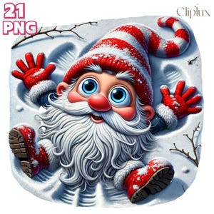 21 PNG Quirky Santa Gnome Clipart , Christmas Gnome Santa Claus, Funny Xmas Santa, Christmas Illustrations, Winter PNG , Commercial Use