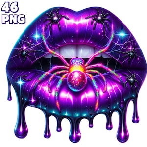 46 PNG Halloween Lips Clipart , Dripping Lips,Sipder, Pumpkin, Skull, Spooky Kiss Lips Illustrations, Sugar Lips PNG , Commercial Use