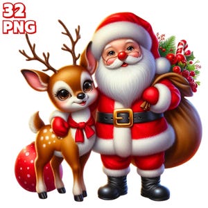 32 PNG Natal Rena P3 Clipart, Animais de Natal, Rena do Papai Noel, Ilustrações de Cartão de Natal, Bebê Rena PNG, Uso Comercial