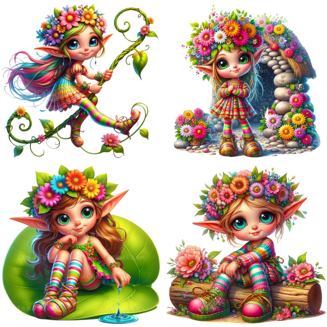 Early Spring Elf 35 PNG Cute Floral Elves Clipart , Spring Elves, Cute Fantasy Elves ...