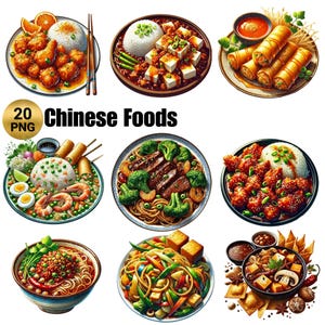 20 PNG Chinese Foods Clipart , Cooking Clipart, Asian Food, Dumpling Clipart, Chinese Cuisine,  Illustrations,Food PNG , Commercial Use