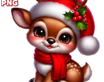 30 PNG Christmas Reindeer P2 Clipart , Christmas Animals, Santa Reindeer, Christmas Card Illustrations, Baby Reindeer PNG , Commercial Use