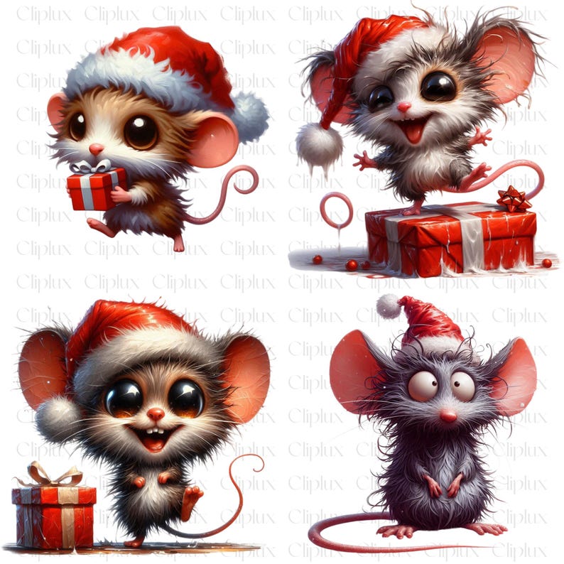 39 PNG Quirky Christmas Mouse P2 Clipart , Christmas Mouse Collection ...