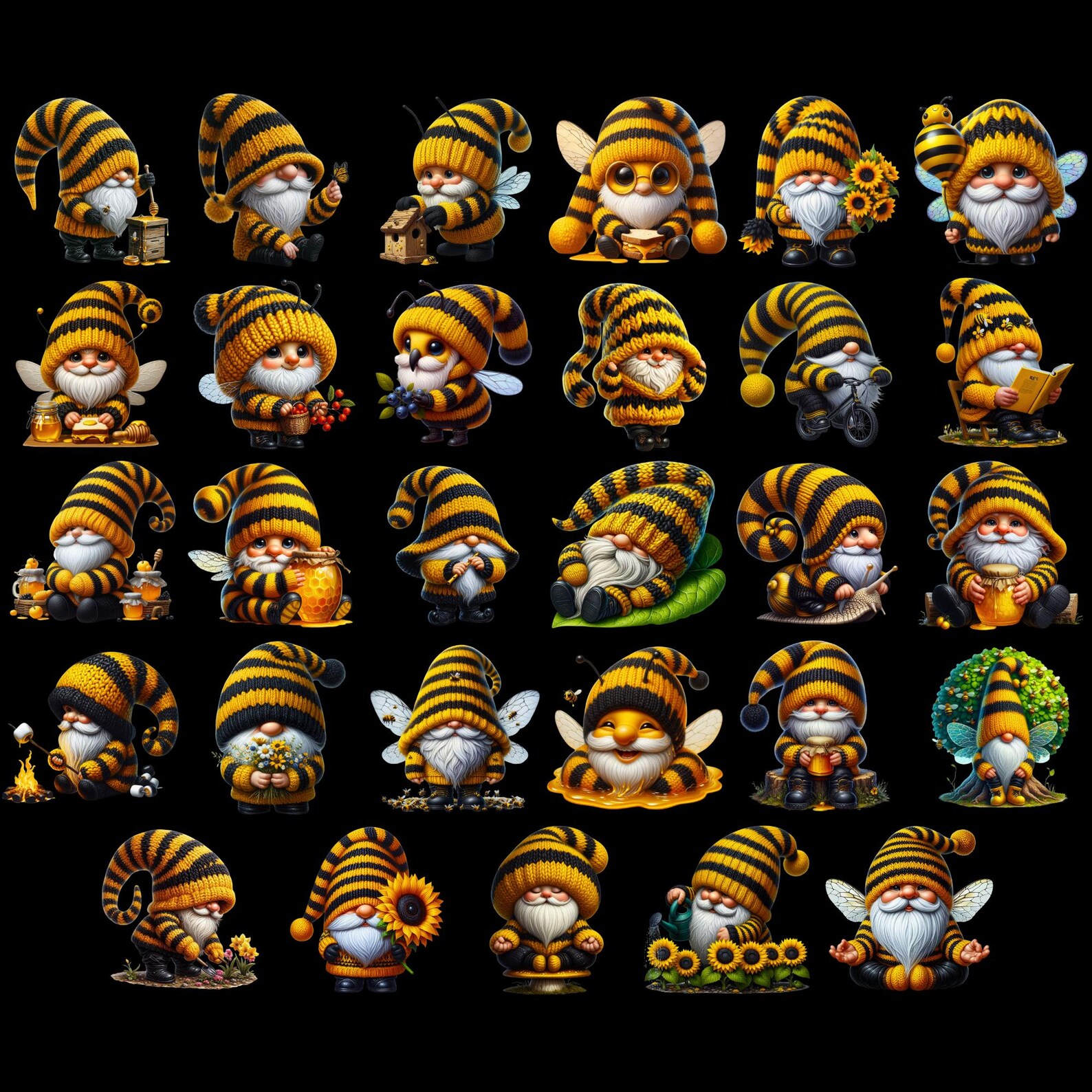 29 PNG Cute Bee Gnomes Clipart , Spring Gnome, Honeybee Garden Gnome ...