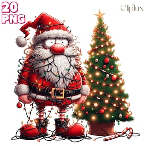 20 PNG Quirky Christmas Santa Clipart , Christmas Santa Claus, Funny Xmas Santa, Christmas Illustrations, Winter PNG , Commercial Use