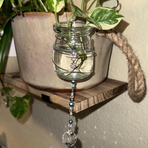 Crystal Prism Plant Propagation Jar: Beaded Wire-Wrapped Vase