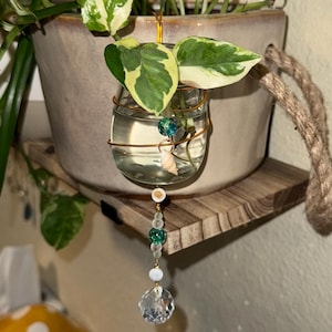 Ocean Glass Propagation Jar: Beaded Prism, Wire Wrapped Vase