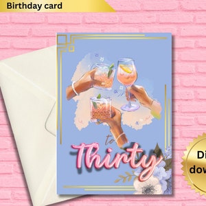 Feliz aniversário 30º cartão de luxo para ocasião exclusivo para impressão digital