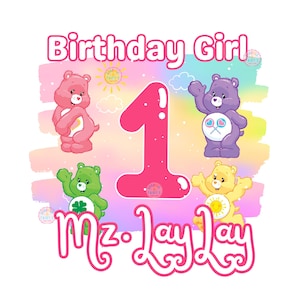 Carebears Birthday Shirt Template: Pastel Rainbow Printable (Digital Download