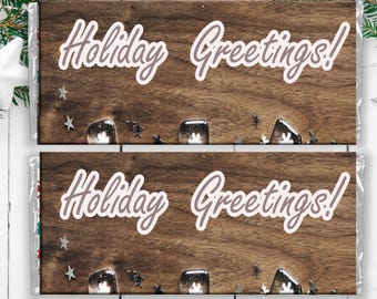 Printable Christmas Candy Bar Wrapper  Holiday Favor, Festive Candy Bar label Instant Download Printables DIY Christmas Candy Bar Wrappers