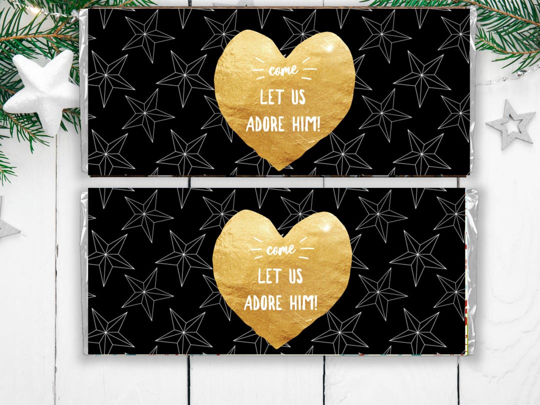 Come Let Us Adore Him! Candy Bar Wrapper Festive Label Wrappers Instant ...